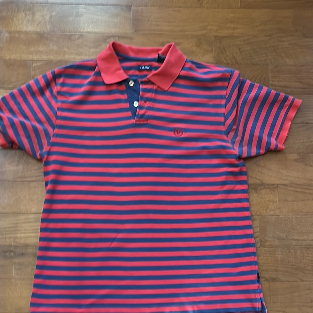 Izod Red and Navy Striped Polo Shirt